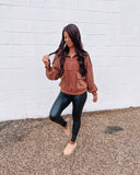 I Need A Coffee Pullover- Brick