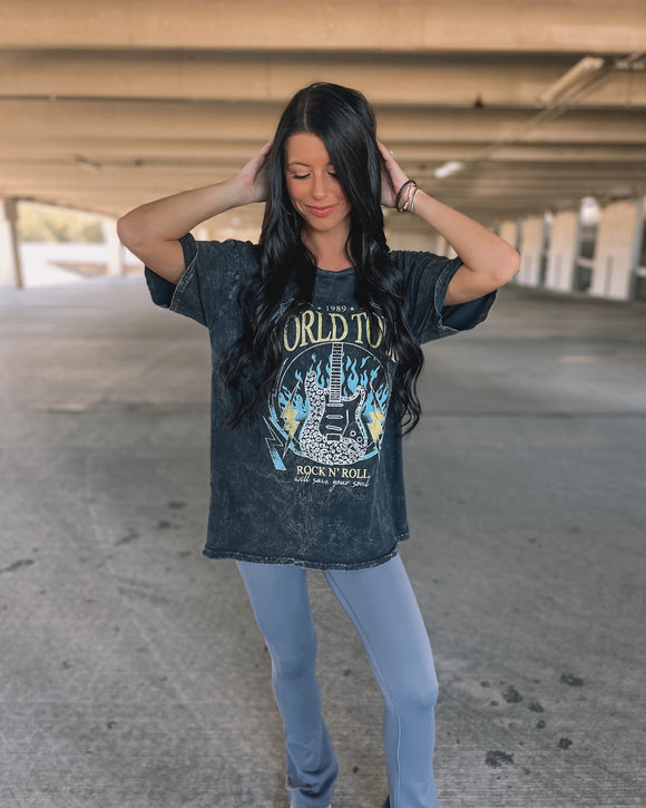 World Tour Rock & Roll Tee - Mineral Black