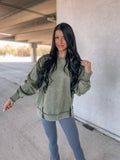 Acid Wash Sweatshirt - Light Olive