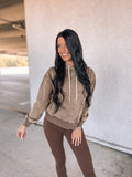 Acid Wash Asymmetrical Sweatshirt - Mocha