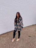 A Cozy Queen Checkered Print Sherpa Jacket