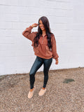 I Need A Coffee Pullover- Brick