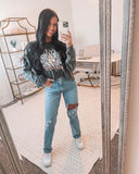 Eazy Tiger Cropped Long Sleeve Graphic Tee