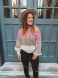 Neapolitan Off The Shoulder Striped Sweater