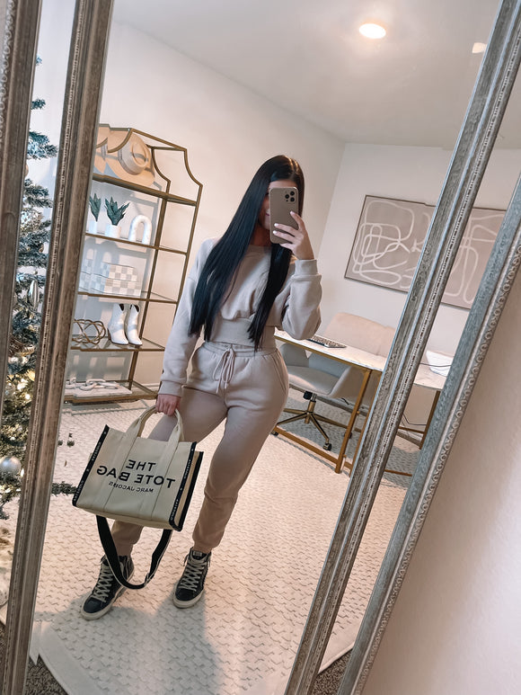 Holiday Travels Jogger Set - Taupe