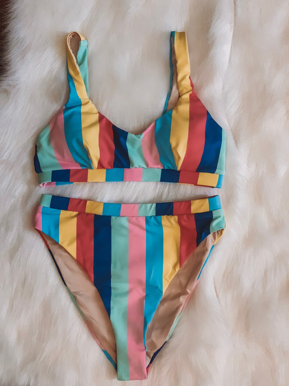 You Should Have Seen It In Color Striped Bikini