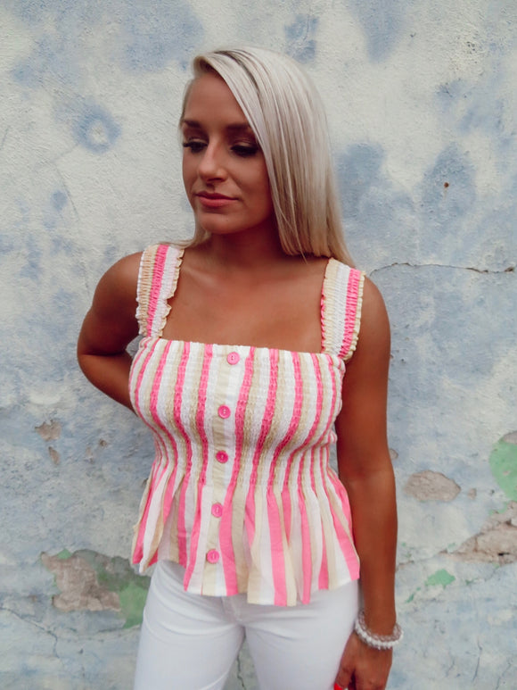 Striped Smocked Top