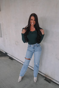 Under The Mistletoe Hunter Green Bodysuit