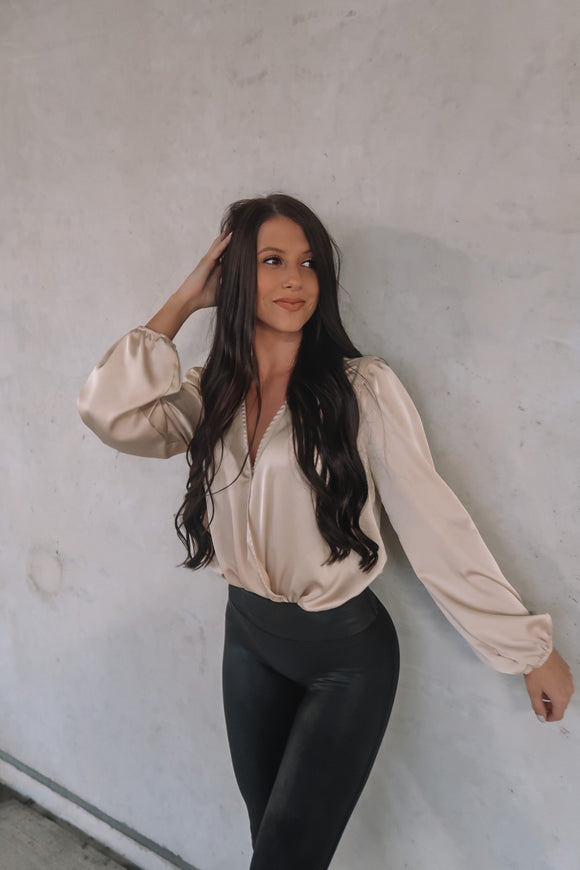 Pop The Champagne Satin Bodysuit