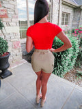 Moto Shorts - Taupe