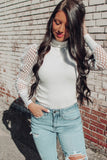 We Mesh Puff Sleeve Knit Top