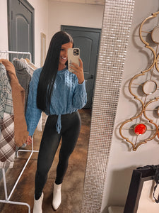 Life's A Dream Blue Cable Knit Sweater