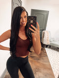 Live Laugh Lounge Ribbed Top - Vintage Chocolate