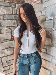 Cute As A Button Ribbed Button Up Bodysuit