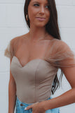 Look At Her Now Puff Sleeve Bodysuit - Latte