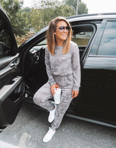 Gray Camo Long Sleeve Jumpsuit