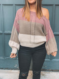 Neapolitan Off The Shoulder Striped Sweater