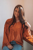 Think Twice Rust Fringe Sweater
