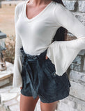 Crazy About You V-Neck Bell Sweater Top
