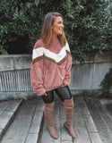 Color Block Teddy Fleece Pullover
